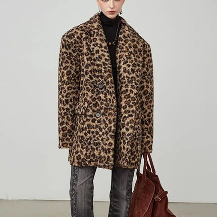 ZADORIN High Street Elegant Leopard Suit Faux Fur Jacket Long Cool Double Faced Faux Fur Coat Woman Autumn Winter Clothes Coats