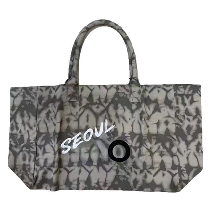 Grande borsa tote in tessuto stampato, manici lunghi, borsa capiente per lo shopping quotidiano e viaggi casual