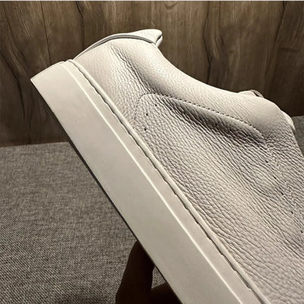 QHCCID Men's Versatile Cow Leather Casual Sneakers Comfortable Breathable White Soft Cowhide Trendy Footwear Women’s Shoes