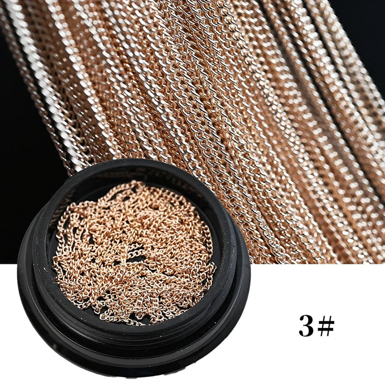 100CM Metal Chain Nail Art Rhinestone Gold/Silver Alloy Studs Nail Art Decorations Chains DIY Design Manicure Jewelry Accessory 2028