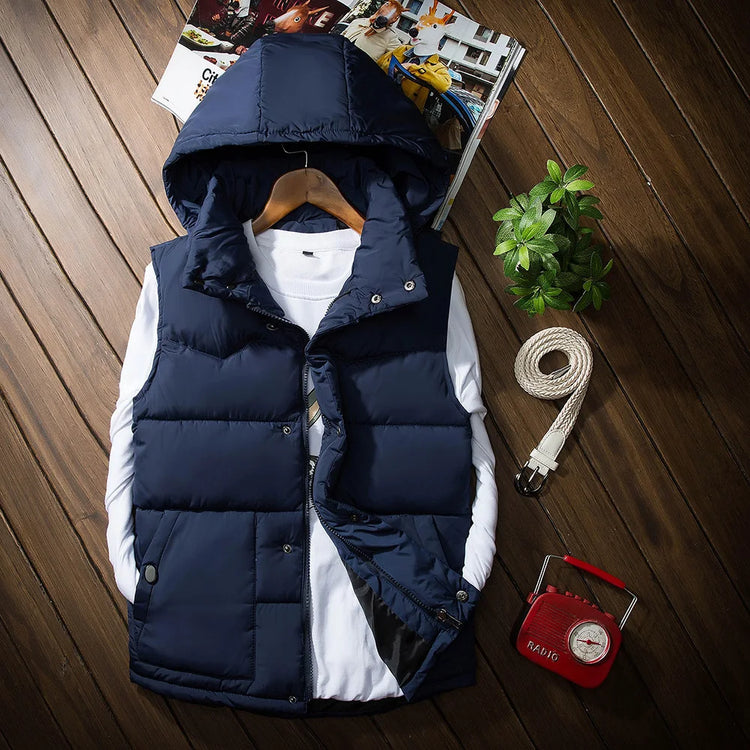 2026 Autumn Winter Hooded Vest Men Casual Slim Warm Women Sleeveless Jacket Coat Youths Mens Man Vest Plus Size S-3XL