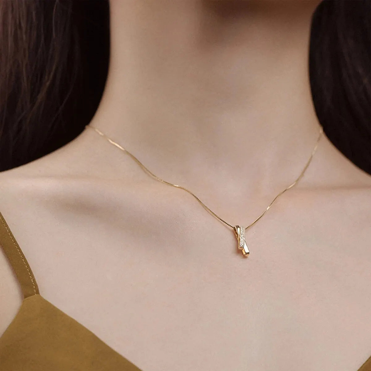 1 pz semplice personalità linee geometriche anello misterioso ad incastro matrimonio festa di compleanno proposta regalo collana catena clavicola