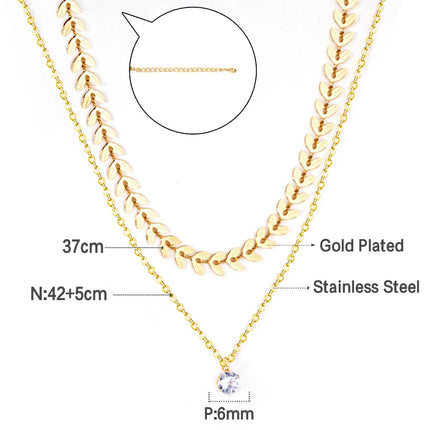 LUXUSTEEL Round CZ Pendant Necklace For Women White Colorful Cubic Zirconia Stainless Steel Collar Simple Luxury Wedding Jewelry PlatiNum