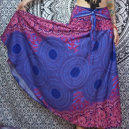 Boho Gonne Donna Rayon Beach Abito lungo Estate Bohemian Jupe Longue Femme Elastico in vita Stampa Fasciatura floreale Halter Hippie platinumshop