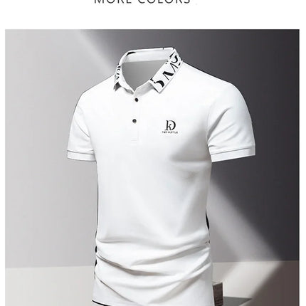 Men's fashionable summer POLO ice silk quick-drying T-shirt short-sleeved solid color loose fit business collar