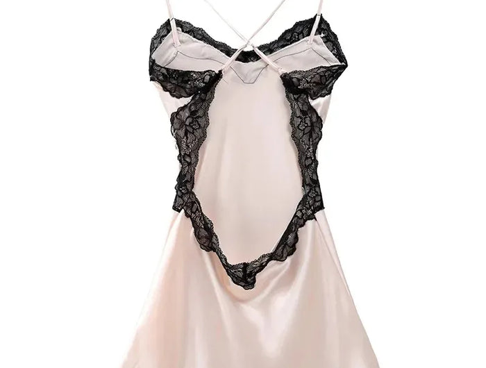 Casual Sleeveless Ice Silk Nightgown, All Seasons Lingerie, Polyester and Spandex Blend Sleeveless Design