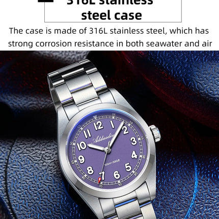 ADDIESDIVE Luxury Men's Watch 100m Water Resistance Sapphire Glass BGW9 Super Luminous Quartz Movement Stainless Steel Bracelet