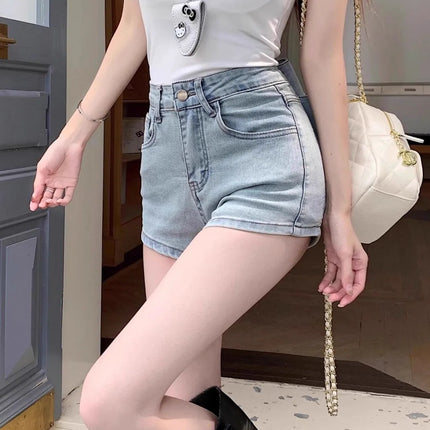 Women's Y2K Sexy Denim Shorts Petite High Waist Hip Lifting Shorts Slim Summer Hot Pants with 3D Bow Personality Detail