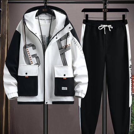 2025 Spring Casual Jackets Sportswear+Pants Men's Sets Korean Style 2 Piece Sets Men Streetwear Fitness Male Tracksuit