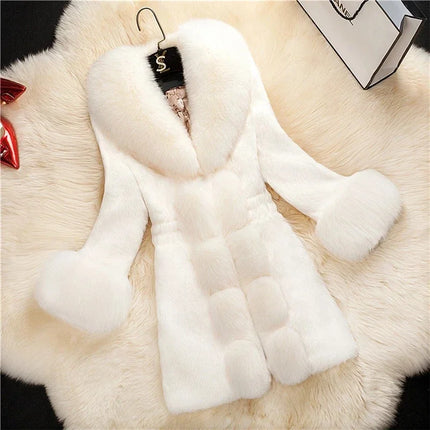Winter 2025 Faux Fur Coat Women Thick Outwear Female Long Fake Fox Fur Thick Long Sleeve Jacket  Ladies Slim  Warm Faux Fur Coat