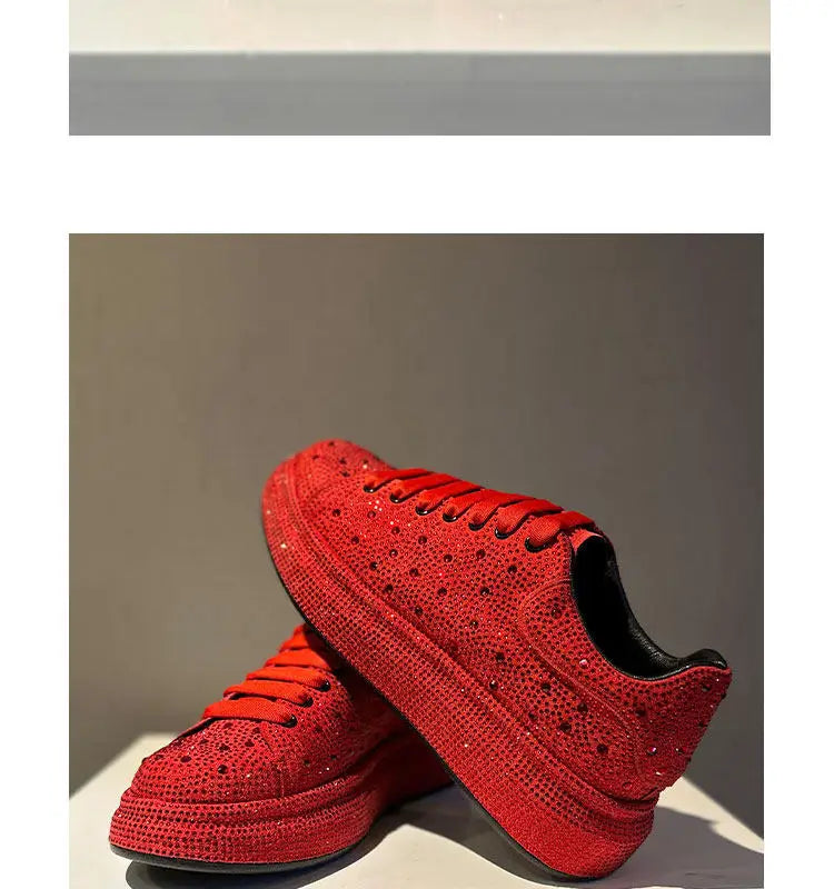 Luxury New Men Rhinestone Lace Up All Match Brand Shoes Causal Flats Loafers Sports Walking Sneakers Zapatos Hombre Vest