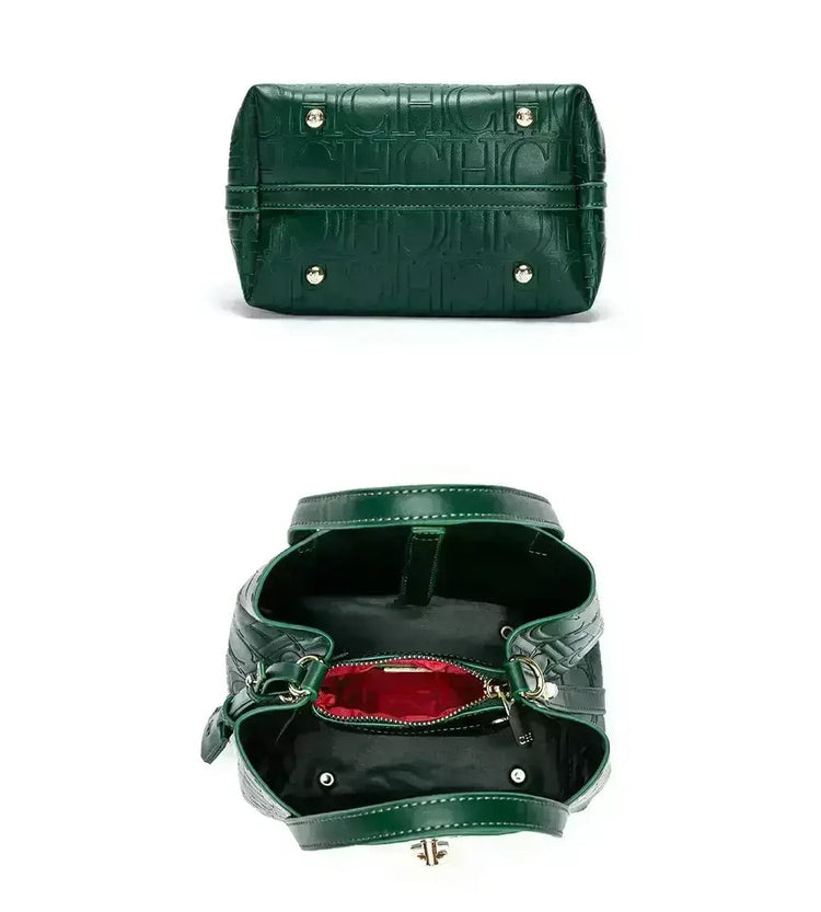 CH Large Capacity Handbag Luxury Brand Temperament Letter Print with Lock Design 2025 Trendy Women's Crossbody Bag PlatiNum