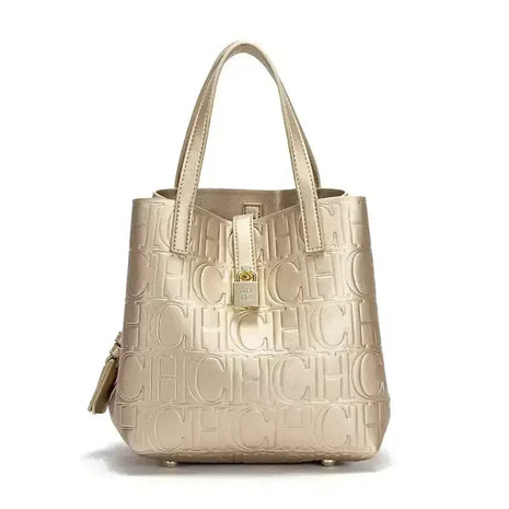 CH Large Capacity Handbag Luxury Brand Temperament Letter Print with Lock Design 2025 Trendy Women's Crossbody Bag PlatiNum