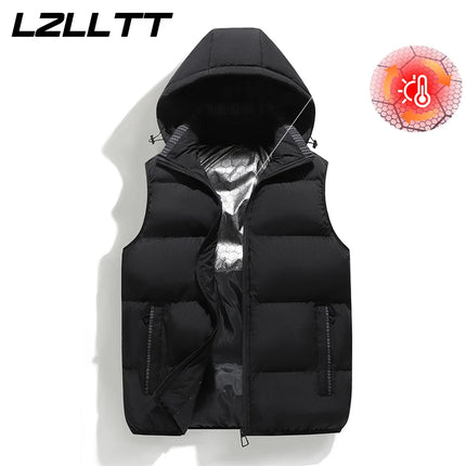 Winter Men Thicken Warm Sleeveless Vests Mens Autumn Detachable Hat Outwear Hooded Waistcoat Vest Jackets Mens Casual Vests Male