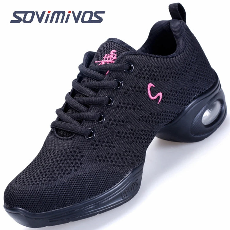 New Soft Outsole Breath Dance Shoes Women Sports Feature Dance Sneakers Jazz Hip Hop Shoes Woman Dancing Shoes Ladies Sneakers