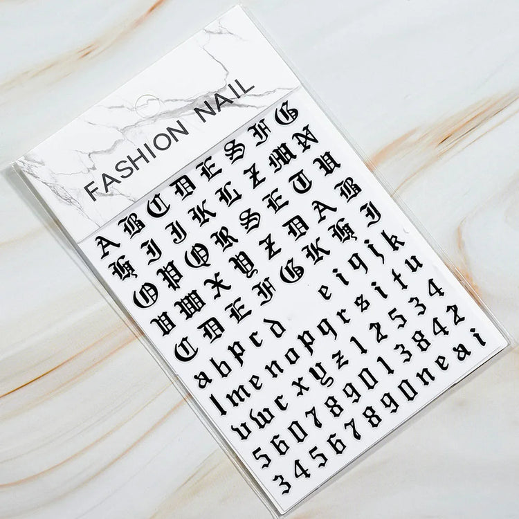 1PC 26-English Alphabet Number 3D Self-adhesive Nail Art Decal Sticker Word Small Letter Nail Decals Sticker Manicure Decoration