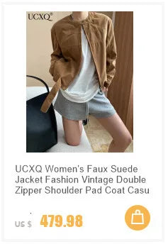 UCXQ Elegant Woolen Coat Temperament Office Lady Overcoats Fur Patchwork Long Sleeve Beautiful Women's Coats 2025 Winter New
