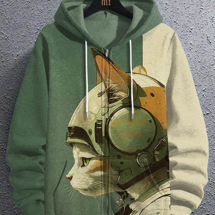 Cartoon Dinosaur Cat 3d Print Hoodie Men Women Fashion Zip Up Hoodies Male Jacket Animal Tracksuit Zipper Clothes Funny Sweats