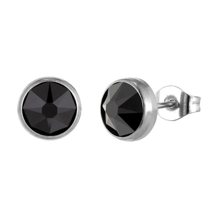 Orecchini Ipoallergenici in Titanio G23 per Uomo e Donna, con Cristalli Neri, 3mm 4mm 5mm 8mm platinumshop