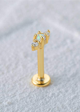 CANNER 1PC 925 Sterling Silver Exquisite Crown Opal Piercing Earring for Women Ear Studs Cartilage Earring Body Jewelry Gift PlatiNum