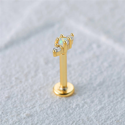 CANNER 1PC 925 Sterling Silver Exquisite Crown Opal Piercing Earring for Women Ear Studs Cartilage Earring Body Jewelry Gift PlatiNum
