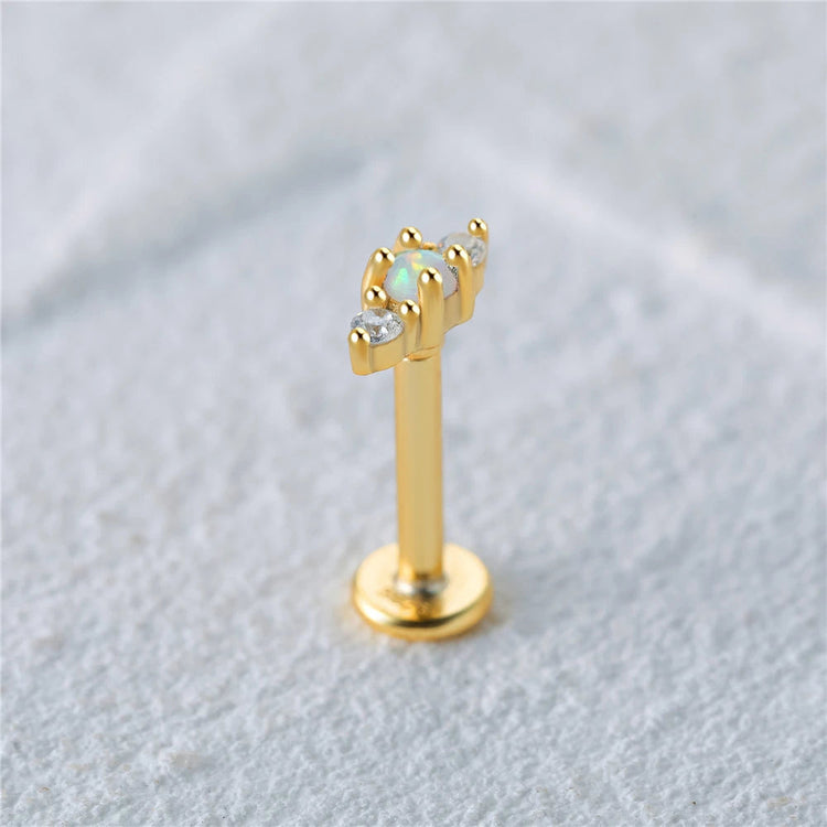 CANNER 1PC 925 Sterling Silver Exquisite Crown Opal Piercing Earring for Women Ear Studs Cartilage Earring Body Jewelry Gift PlatiNum