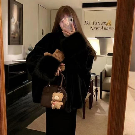Faux Mink Fur Coat for Women Winter Thick Loose Hairy Casual Jacket Y2K Fashion Streetwear Long Sleeve Warm Fur Outerwear