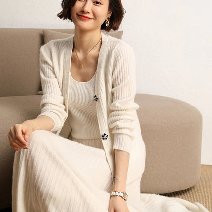 New Chic Pleated Skirts Woman Slimming Umbrellas Autumn Winter 100% Cashmere Knitted Long Skirt Solid Color Basics Woman Clothes PlatiNum