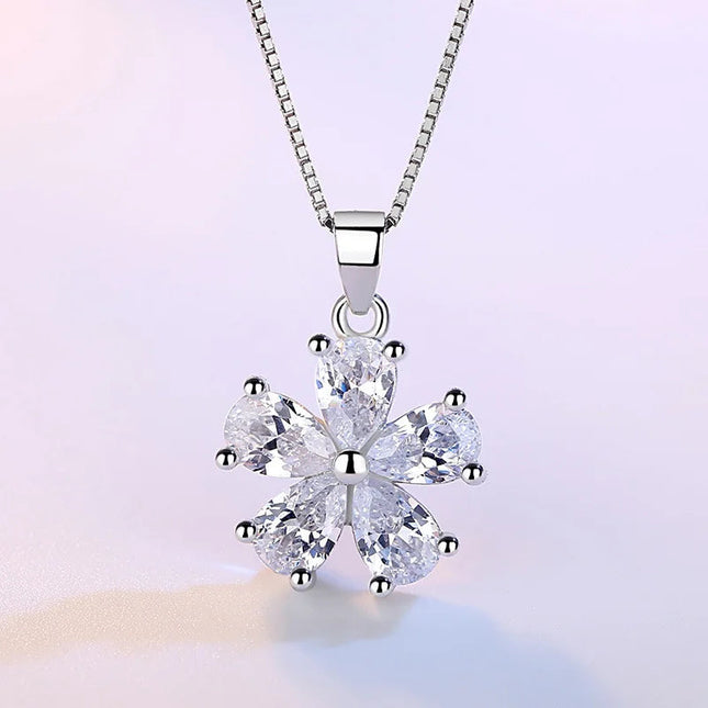Collana in Argento 925 con Zirconi per Donne, Gioielli Placcati Oro 18k, Ciondolo in Argento Sterling, Regalo per Feste di Compleanno PlatiNum