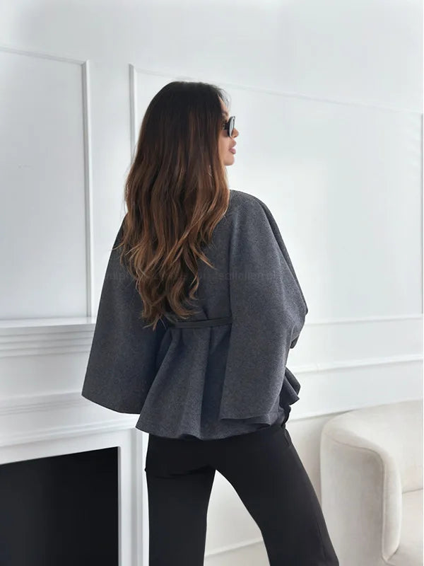 Women's A-Line Cape Woolen Coat Autumn Winter New 2026 Fashionable Outerwear for Ladies