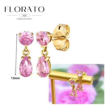 Lussuosa geometria 925 orecchio in argento sterling Ago rosa serie zircone orecchini a cerchio pendenti dolce moda regali di gioielli da sposa platinumshop