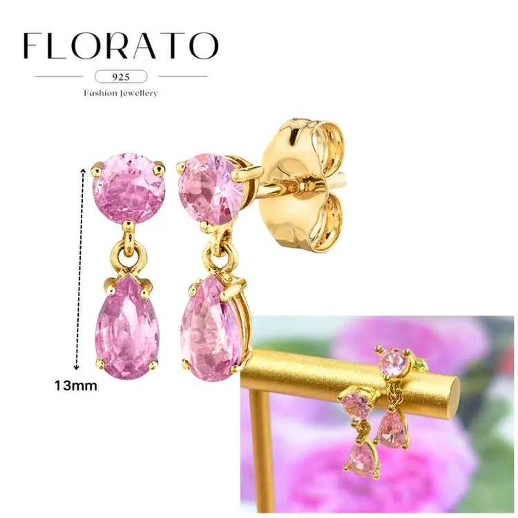 Lussuosa geometria 925 orecchio in argento sterling Ago rosa serie zircone orecchini a cerchio pendenti dolce moda regali di gioielli da sposa platinumshop