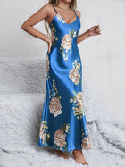 Elegante sexy scollo a V stampa floreale comfort setoso liscio donna slip camicie da notte abiti da notte per l'estate pigiama pigiameria pjs