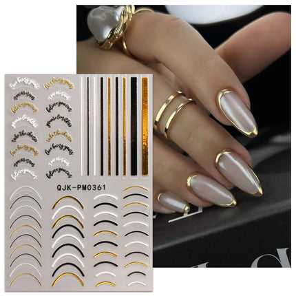 2/4pcs Simple Geometric Line Nail Art Stickers, Metallic Lines, Stars, Letter Design, 3D Stickers, DIY, Holiday Gifts, Y2K