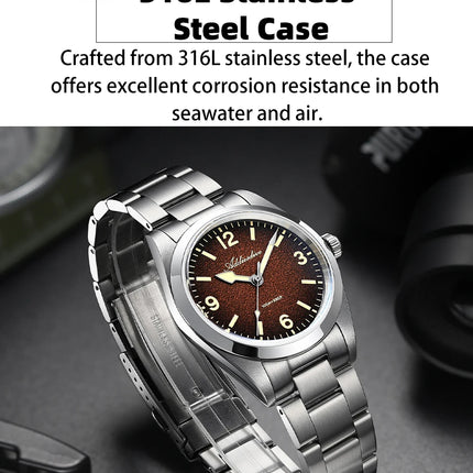 ADDIESDIVE Watches Men New 36mm Sapphire Quartz Wristwatch Japan 2035 Movement AR Coating BGW9 Luminous 100m Waterproof AD2544