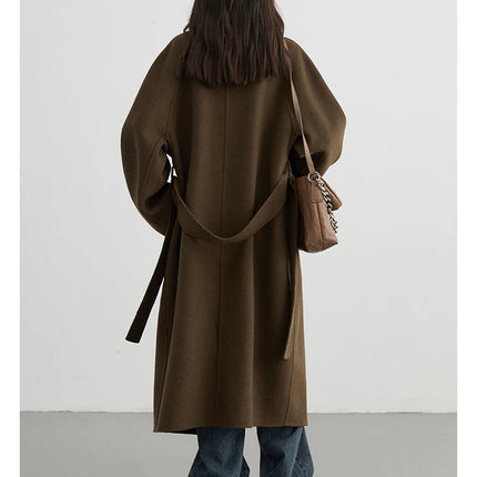 CHIC VEN Women Long Double-sided Woolen Coats Retro Loose Female Overcoat Double Breasted Ladies Windbreak Autumn Winter 2026