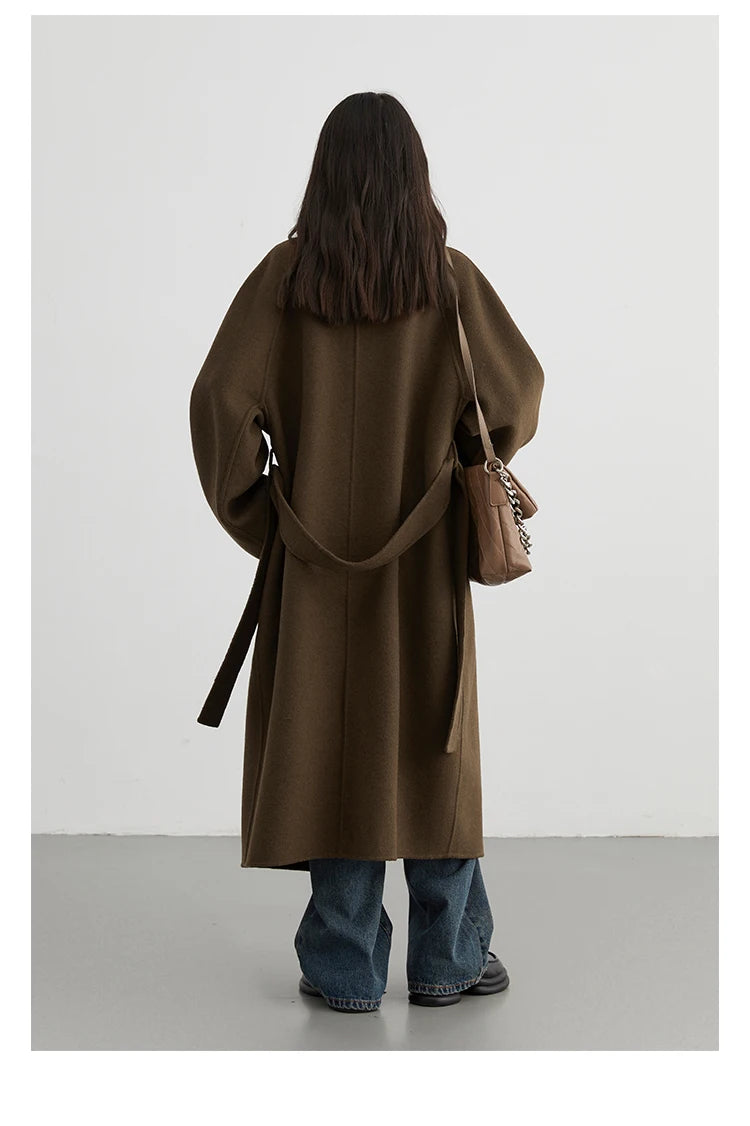 CHIC VEN Women Long Double-sided Woolen Coats Retro Loose Female Overcoat Double Breasted Ladies Windbreak Autumn Winter 2026