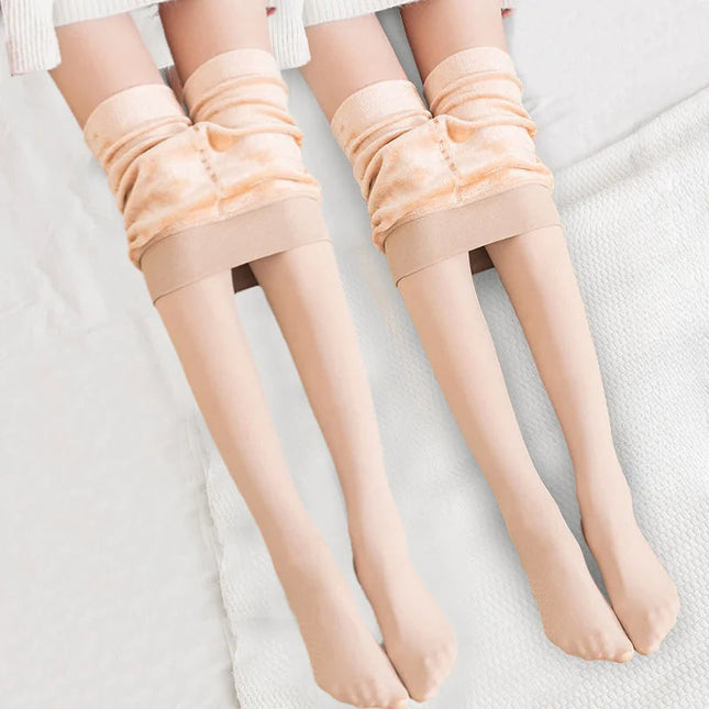 1/2pcs Winter Warm Thick Fleece Pantyhose Women Ladies Thermal Elastic Velvet Tights Stretchy High Waist Leggings Stockings PlatiNum