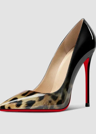 2025New sfumatura fondo rosso tacchi grandi modello leopardo sexy scarpe da donna professionali a punta scarpe singole da laurea nere platinumshop