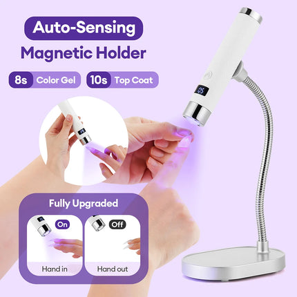 Rechargeable AI Sensor UV LED Nail Lamp Flexible Hose Dual Mode Touch Induction Desktop Handheld Gel Nail Lamp