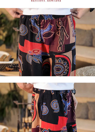 Pantaloni Harem da Uomo 2026 Stile Retrò con Stampa, Pantaloni Jogger Larghi e Comodi con Cavallo Ribassato, Stile Nepal Oversize, Pantaloni Casual da Uomo con Cavallo Ribassato