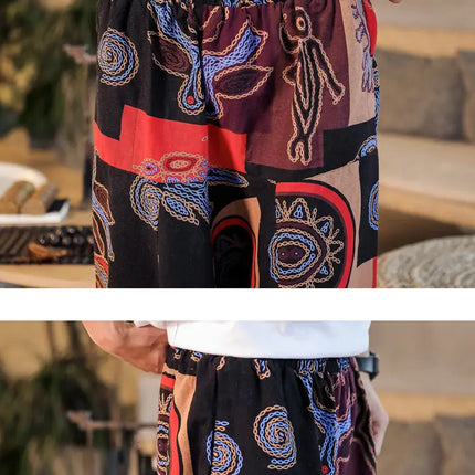 Pantaloni Harem da Uomo 2026 Stile Retrò con Stampa, Pantaloni Jogger Larghi e Comodi con Cavallo Ribassato, Stile Nepal Oversize, Pantaloni Casual da Uomo con Cavallo Ribassato