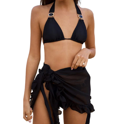 Donna Spiaggia Colori solidi Avvolgente sexy Caftano Sarong Gonne 9 colori Costume da bagno Copricostumi Pareo in chiffon Sciarpa Bikini Costumi da bagno platinumshop