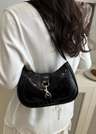 Elegante Borsa a Tracolla da Donna - Borsetta Quadrata Retrò con Chiusura a Zip, in Resistente Materiale PU