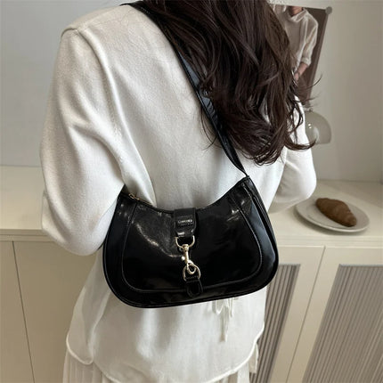 Elegante Borsa a Tracolla da Donna - Borsetta Quadrata Retrò con Chiusura a Zip, in Resistente Materiale PU