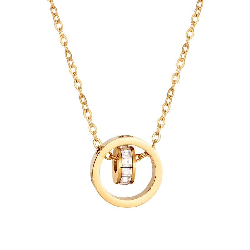 Vendita calda cerchio vite modello zircone donna collana di alta qualità in acciaio inox amore gioielli catena clavicola