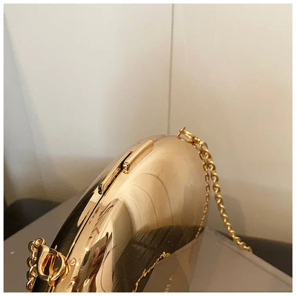 Designer Acrylic Shell Shape Clutch Bag Gold Silver Women Evening Party Bag Cute Shiny Metal Shoulder Crossbody Bags Small Purse PlatiNum