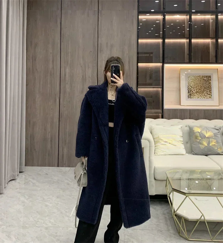 Max Teddy Coat 62% Alpaca 26% Wool 12% Silk Coat Winter Thicken Women's Coat