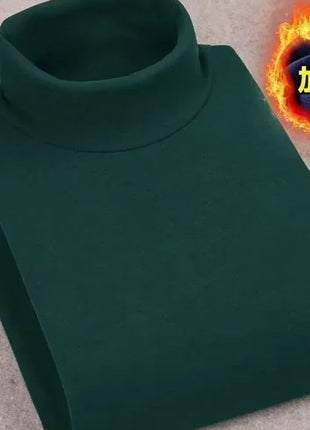 Double-Sided Fleece Long Sleeve T-Shirt Men's Autumn Winter Half High Collar Base Layer Heavyweight Warm Top Base Layer Shirt PlatiNum