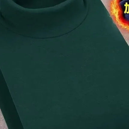 Double-Sided Fleece Long Sleeve T-Shirt Men's Autumn Winter Half High Collar Base Layer Heavyweight Warm Top Base Layer Shirt PlatiNum